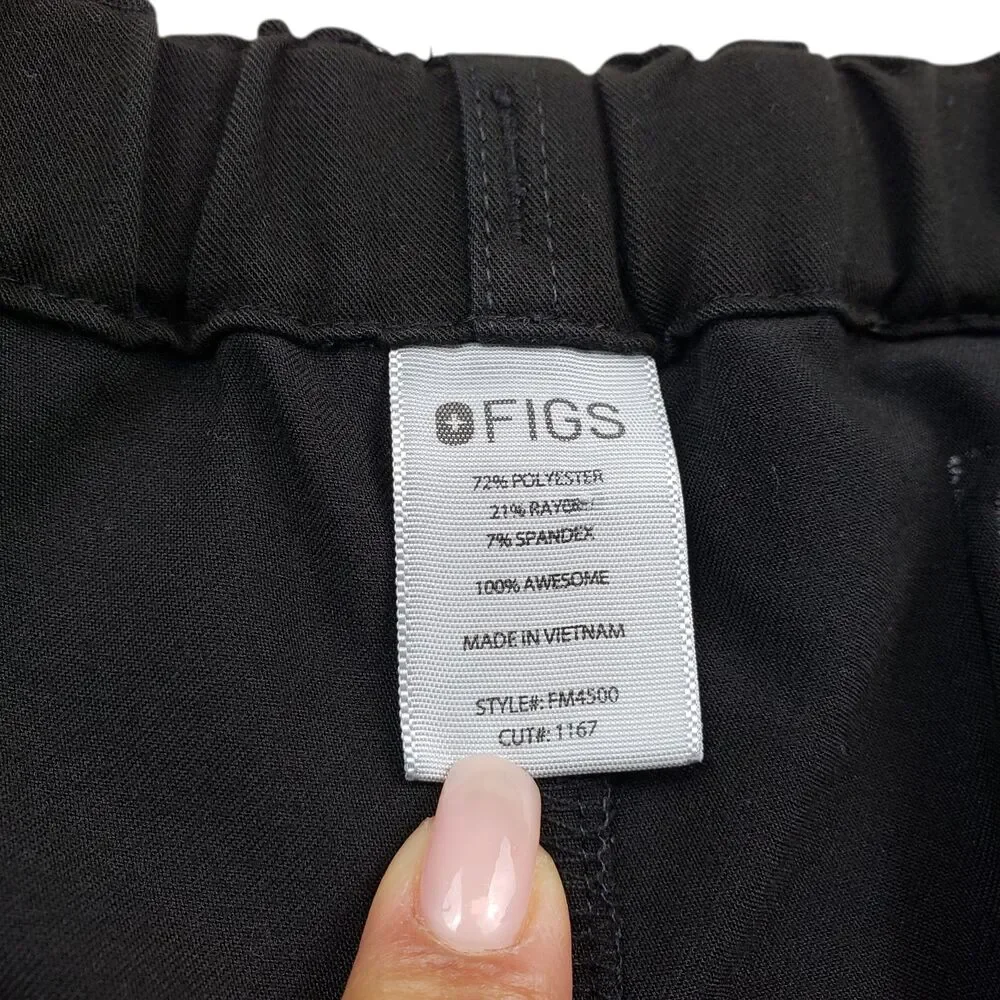 Figs Pisco Scub Pants Mens Large Black Drawstring Stretch Technical